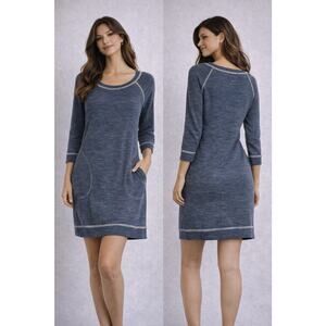 Max Studio Weekend Dress S Gray Knit Sweater 3/4 Sleeve Casual Pockets